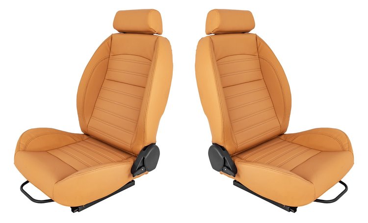 Retro Low Back Reclining Bucket Seat Kit [With Headrest, Beige]
