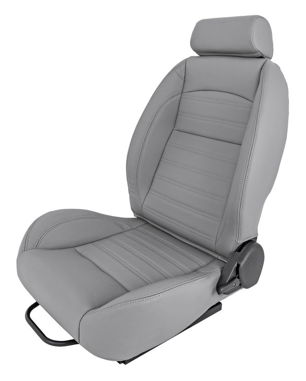 Retro Low Back Reclining Bucket Seat with Headrest, Left/Driver Side [Gray]