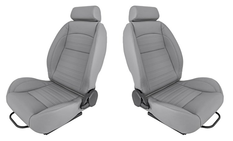 Retro Low Back Reclining Bucket Seat Kit [With Headrest, Gray]