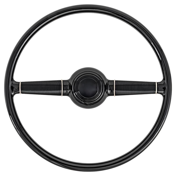 15 in. 2-Spoke 1940 Ford Replica Steering Wheel with/Black Gel Coat Grip for 1967-1994 GM Steering Column [Plain Horn Button]