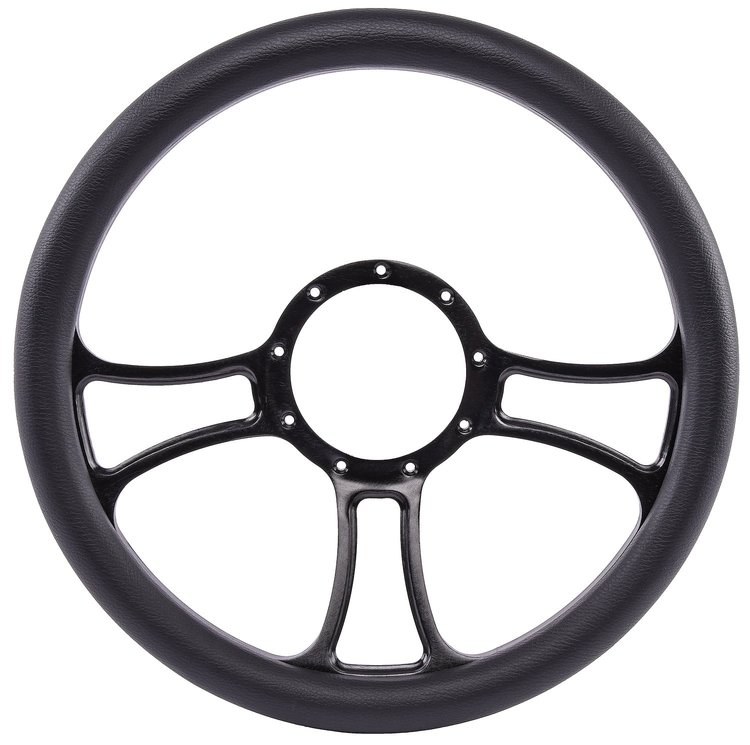 Black Billet Aluminum 14 in. Steering Wheel [Gothic Spoke Design]