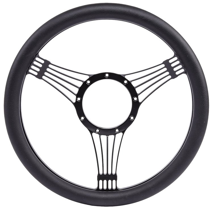 Black Billet Aluminum 14 in. Steering Wheel [Strings Spoke Design]