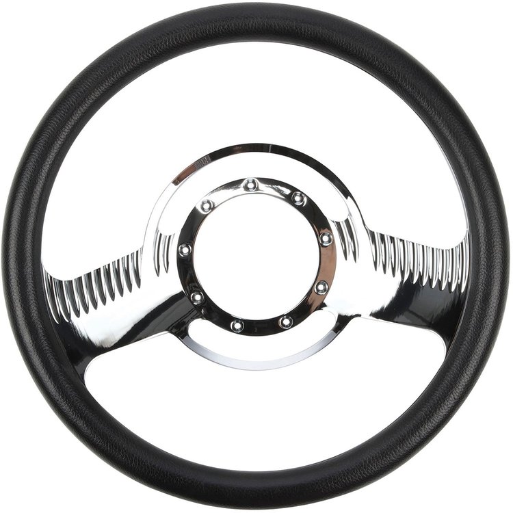 Chrome-Plated Billet Aluminum 14 in. Steering Wheel [Two Timer Spoke Design]