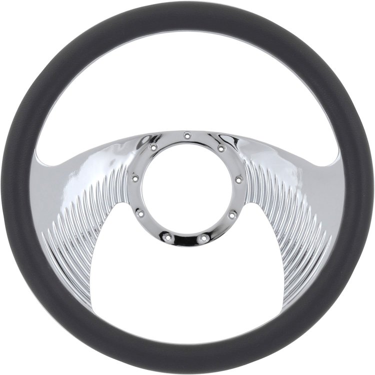 Chrome-Plated Billet Aluminum 14 in. Steering Wheel [Wing Spoke Design]