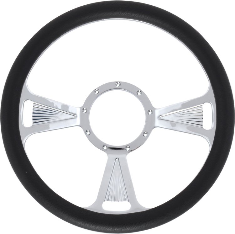 Chrome-Plated Billet Aluminum 14" Steering Wheel 3 Tri Spoke Design