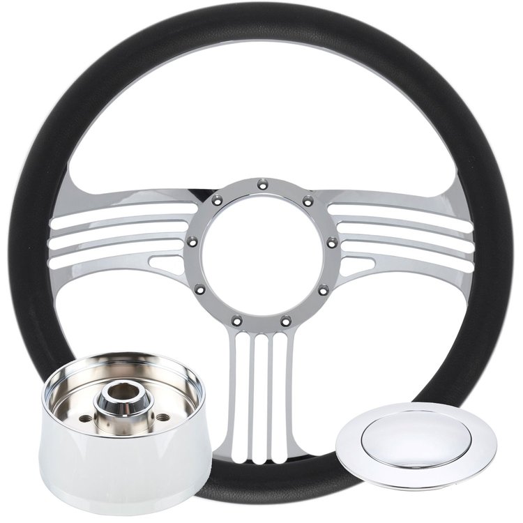Billet Aluminum Steering Wheel Kit 14 in. Slash Spoke Design