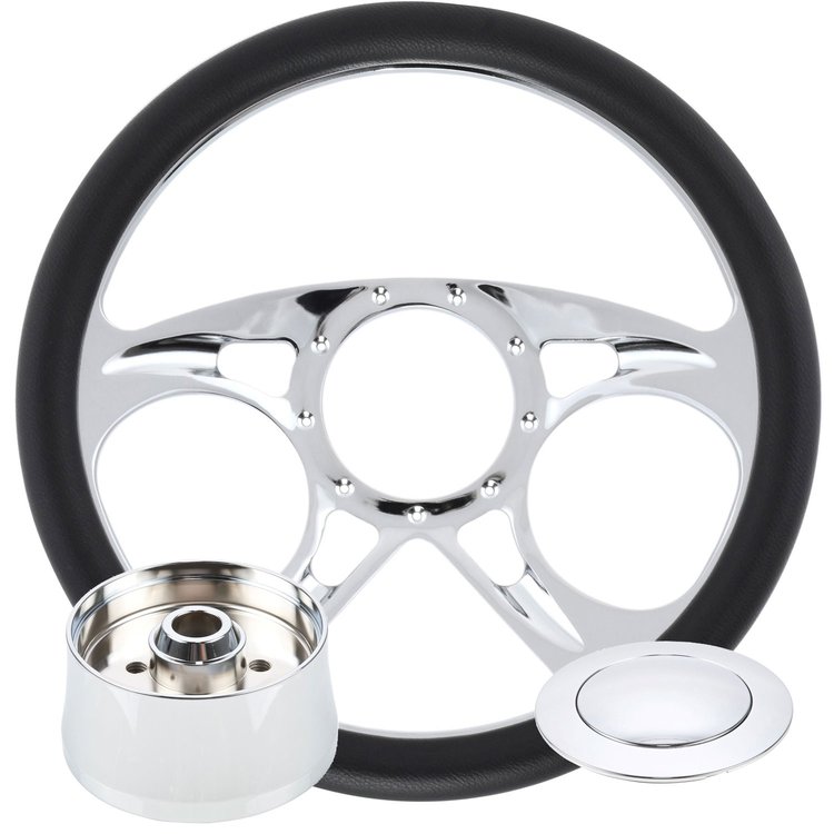 Billet Aluminum Steering Wheel Kit 14 in. Carousel Spoke Design