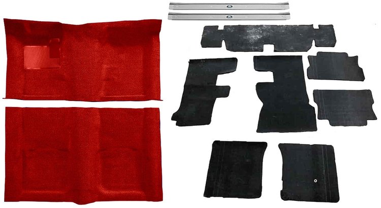 Molded Loop Carpet Kit for 1967-1969 Chevrolet Camaro, Pontiac Firebird [OE-Style Jute Backing, Red]