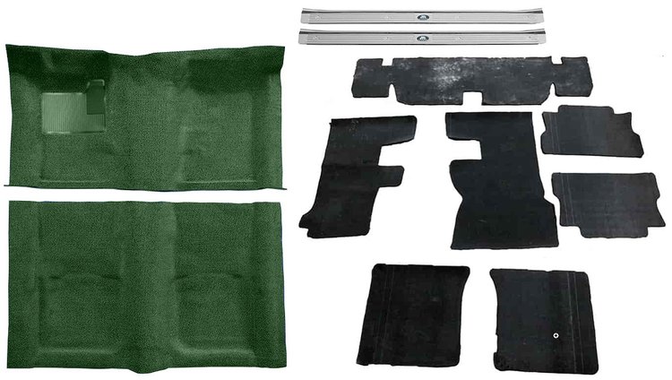 Molded Loop Carpet Kit for 1967-1969 Chevrolet Camaro, Pontiac Firebird [OE-Style Jute Backing, Dark Green]