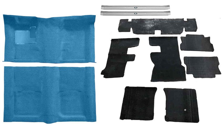 Molded Loop Carpet Kit for 1967-1969 Chevrolet Camaro, Pontiac Firebird [OE-Style Jute Backing, Bright Blue]