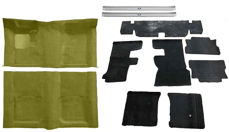 Molded Loop Carpet Kit for 1967-1969 Chevrolet Camaro, Pontiac Firebird [OE-Style Jute Backing, Ivy Gold]