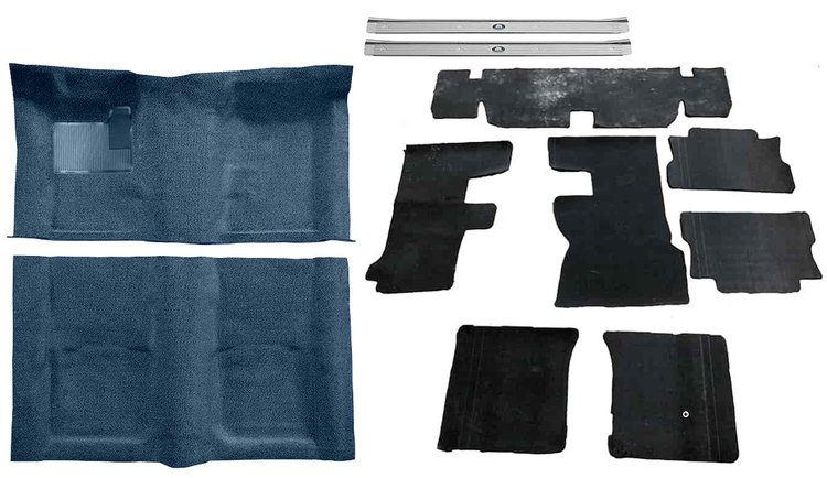 Molded Loop Carpet Kit for 1967-1969 Chevrolet Camaro, Pontiac Firebird [OE-Style Jute Backing, Dark Blue]