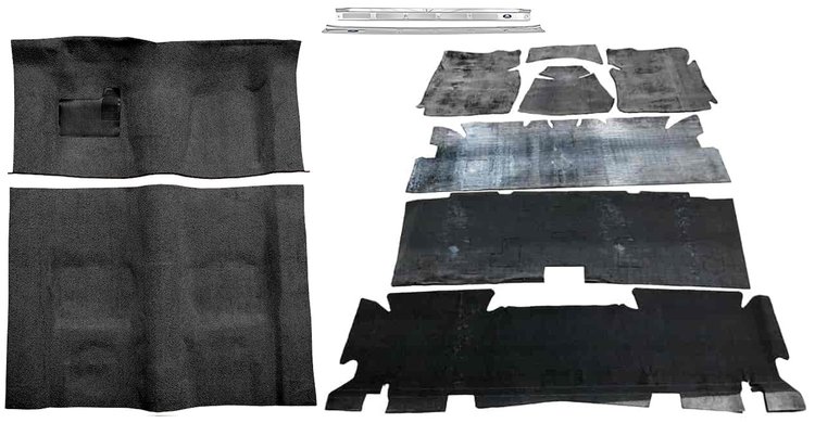 Molded Loop Carpet Kit for 1970-1972 Chevrolet Camaro, Pontiac Firebird [OE-Style Jute Backing, Automatic Transmission, Black]