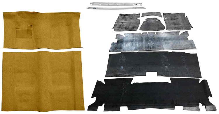 Molded Loop Carpet Kit for 1973 Chevy Camaro, Pontiac Firebird [OE-Style Jute Backing, Automatic Transmission, Gold]