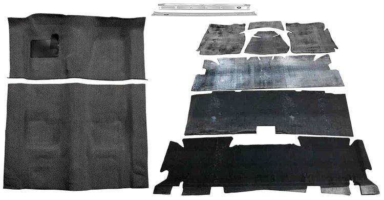 Molded Loop Carpet Kit for 1970-1972 Chevrolet Camaro, Pontiac Firebird [OE-Style Jute Backing, 4-Speed Transmission, Black]