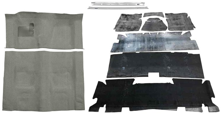 Molded Loop Carpet Kit for 1970-1972 Chevy Camaro, Pontiac Firebird [OE-Style Jute Backing, 4-Speed Transmission, Silver]