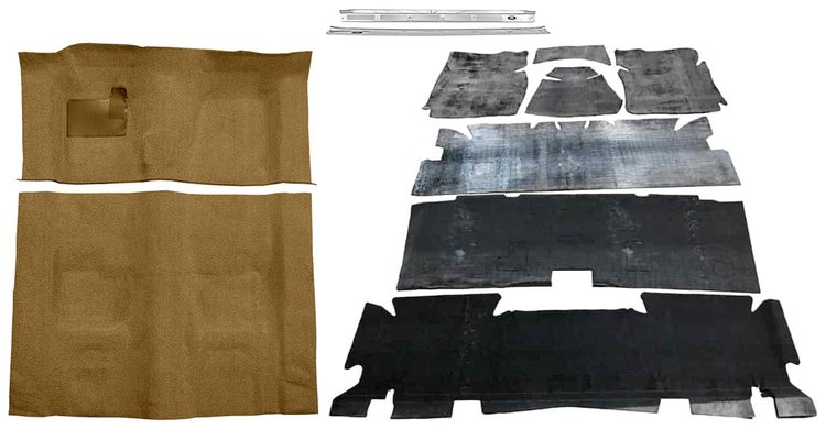 Molded Loop Carpet Kit for 1973 Chevy Camaro, Pontiac Firebird [OE-Style Jute Backing, 4-Speed Trans, Fawn Sandalwood]
