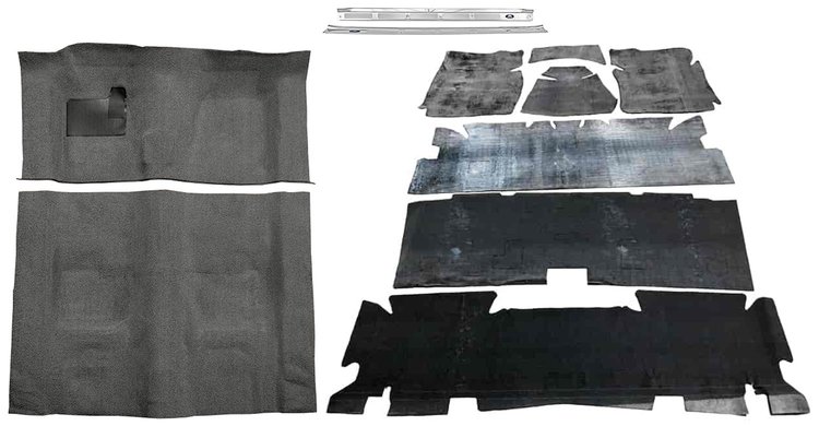 Molded Loop Carpet Kit for 1970-1972 Chevy Camaro, Pontiac Firebird [OE-Style Jute Backing, 4-Speed Transmission, Gunmetal Gray]