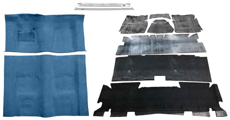 Blue Molded Cut Pile Carpet Kit for 1974-1975 Chevrolet Camaro, Pontiac Firebird [Automatic Transmission]