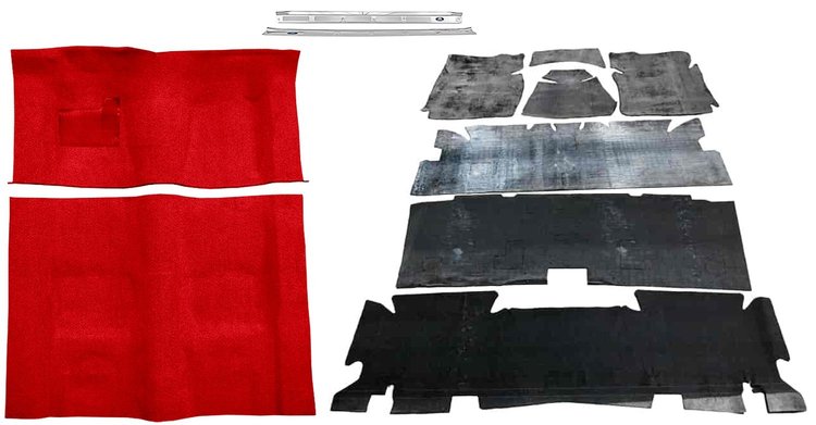 Flame Red Molded Cut Pile Carpet Kit for 1974-1975 Chevrolet Camaro, Pontiac Firebird [Automatic Transmission]