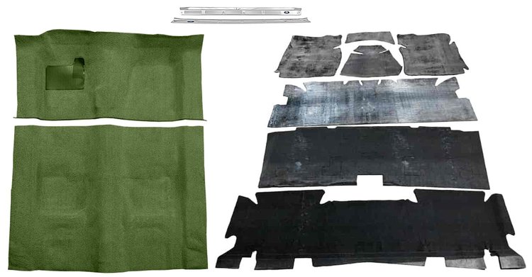 Willow Green Molded Cut Pile Carpet Kit for 1974-1975 Chevrolet Camaro, Pontiac Firebird [4-Speed Transmission]