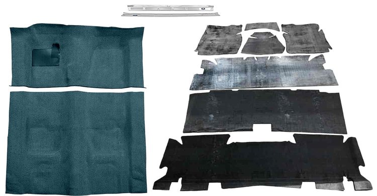 Dark Blue Molded Cut Pile Carpet Kit for 1974-1975 Chevrolet Camaro, Pontiac Firebird [4-Speed Transmission]