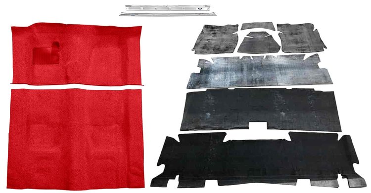 Flame Red Molded Cut Pile Carpet Kit for 1974-1975 Chevrolet Camaro, Pontiac Firebird [4-Speed Transmission]