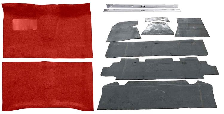 Red Molded Loop Carpet Kit w/OE Jute Fits Select 1964-1967 Buick, Chevy, Olds, Pontiac 2-Door A-Body [Auto Trans]