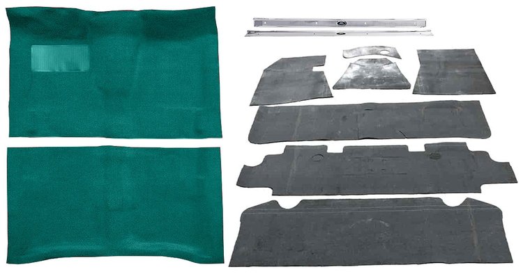 Aqua Molded Loop Carpet Kit w/OE Jute Fits Select 1964-1967 Buick, Chevy, Olds, Pontiac 2-Door A-Body [Auto Trans]