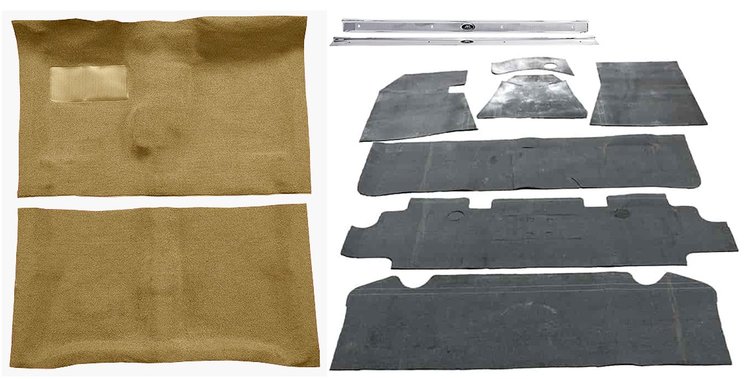 Molded Loop Carpet Kit Fits Select 1964-1967 Buick, Chevy, Olds, Pontiac [Jute Backing, 4-Speed w/Buckets, Fawn]