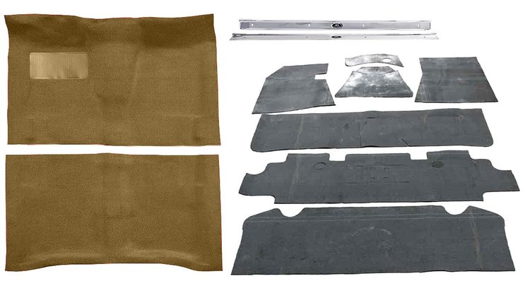 Molded Loop Carpet Kit Fits Select 1964-1967 Buick, Chevy, Olds, Pontiac [Jute Backing, 4-Speed w/Bench, Fawn]