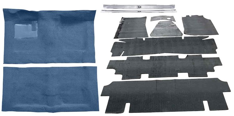 Molded Loop Carpet Kit Fits Select 1968-1972 Buick, Chevrolet, Oldsmobile, Pontiac Models [Jute Backing, Automatic, Medium Blue]