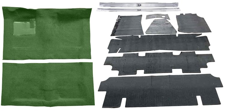 Molded Loop Carpet Kit Fits Select 1968-1972 Buick, Chevrolet, Oldsmobile, Pontiac Models [Jute Backing, Automatic, Green]
