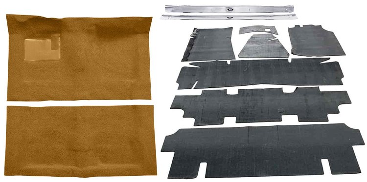 Molded Loop Carpet Kit Fits Select 1968-1972 Buick, Chevy, Olds, Pontiac Models [Jute Backing, Automatic, Medium Saddle]