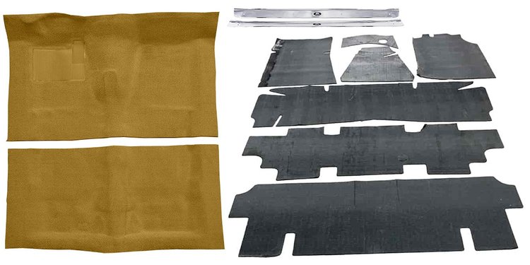 Molded Loop Carpet Kit Fits Select 1968-1972 Buick, Chevy, Olds, Pontiac Models [Jute Backing, 4-Speed w/Buckets, Gold]