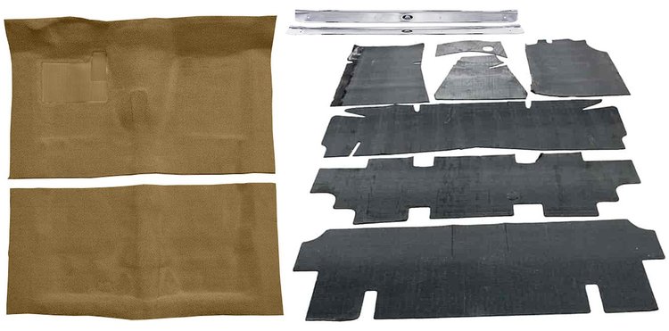 Molded Loop Carpet Kit Fits Select 1968-1972 Buick, Chevy, Olds, Pontiac Models [Jute Backing, 4-Speed w/Buckets, Sandalwood]