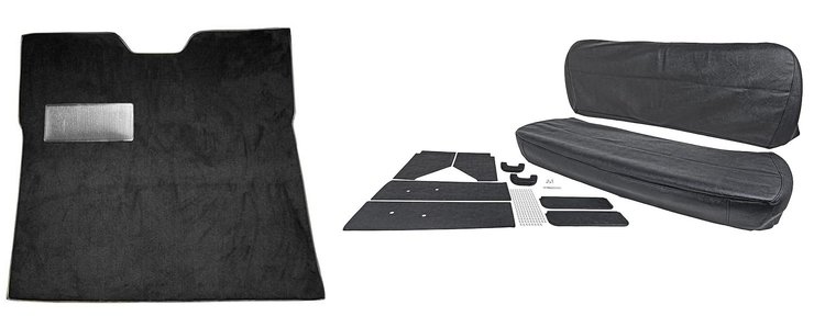 Carpet and Interior Upholstery Kit for 1947-1954 Chevrolet/GMC Regular Cab Truck w/Gas Tank in Cab [Black]