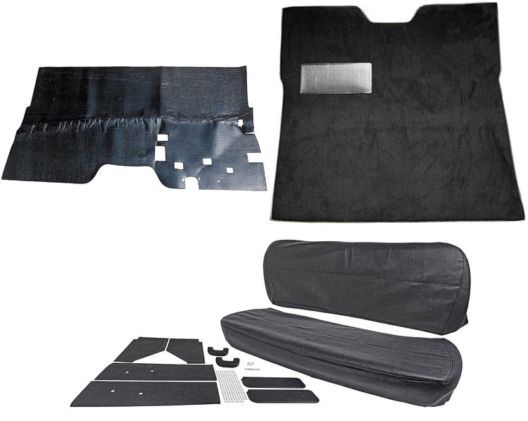 Carpet, Upholstery and Sound Deadener Kit for 1947-1954 Chevrolet/GMC Regular Cab Truck w/Gas Tank in Cab [Black]