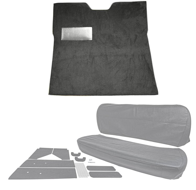 Carpet and Interior Upholstery Kit for 1947-1954 Chevrolet/GMC Regular Cab Truck w/Gas Tank in Cab [Gunmetal Gray/Gray]