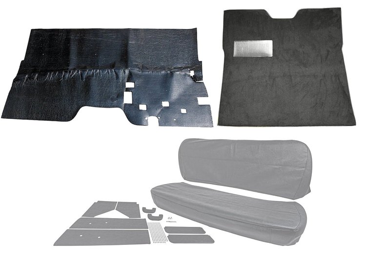 Carpet, Upholstery and Sound Deadener Kit for 1947-1954 Chevrolet/GMC Regular Cab Truck w/Gas Tank in Cab [Gunmetal Gray/Gray]