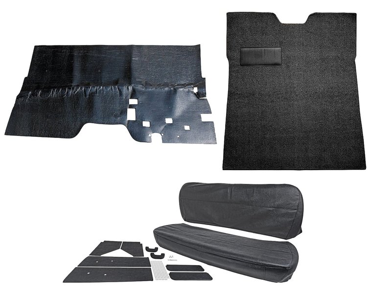 Carpet, Upholstery and Sound Deadener Kit for 1947-1954 Chevrolet/GMC Regular Cab Truck w/o Gas Tank in Cab [Black]