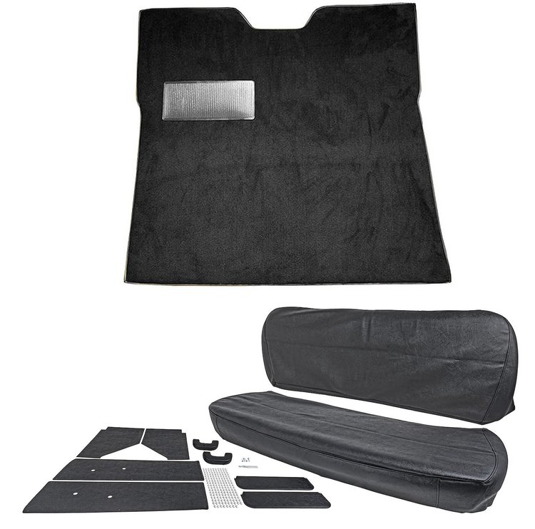 Carpet and Interior Upholstery Kit for 1955 (1st Series) Chevrolet/GMC Truck w/Gas Tank in Cab [Black]