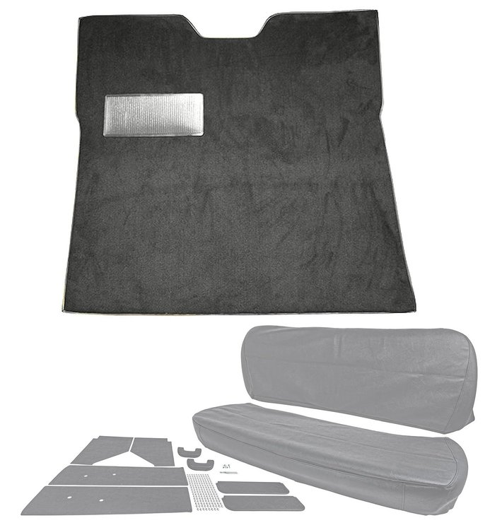 Carpet and Interior Upholstery Kit for 1955 (1st Series) Chevrolet/GMC Truck w/Gas Tank in Cab [Gunmetal Gray/Gray]