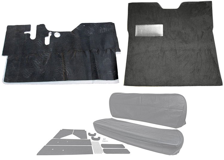 Carpet, Upholstery and Sound Deadener Kit for 1955 (1st Series) Chevrolet/GMC Truck w/Gas Tank in Cab [Gunmetal Gray/Gray]