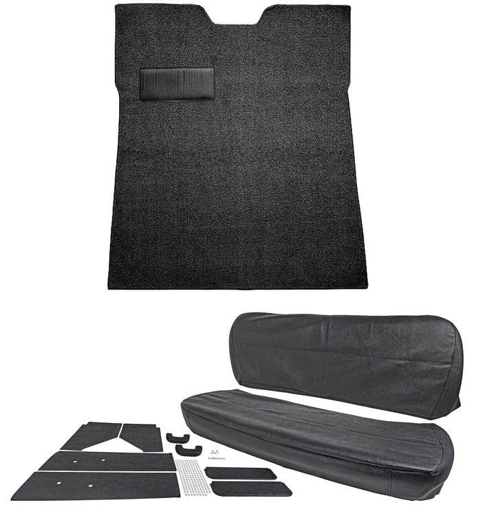 Carpet and Interior Upholstery Kit for 1955 (1st Series) Chevrolet/GMC Truck w/o Gas Tank in Cab [Black]