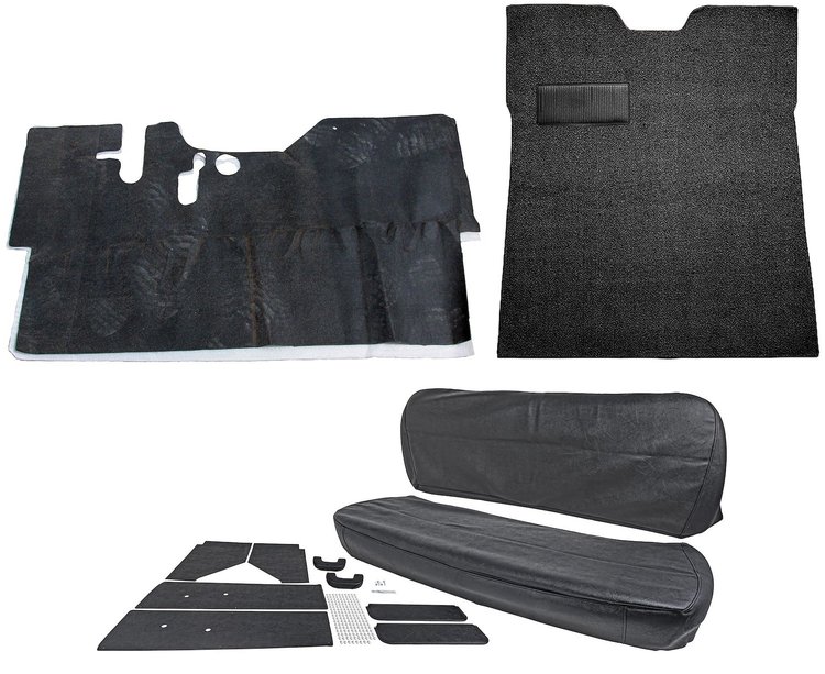 Carpet, Upholstery and Sound Deadener Kit for 1955 (1st Series) Chevrolet/GMC Truck w/o Gas Tank in Cab [Black]