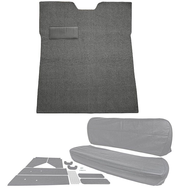 Carpet and Interior Upholstery Kit for 1955 (1st Series) Chevrolet/GMC Truck w/o Gas Tank in Cab [Gunmetal Gray/Gray]