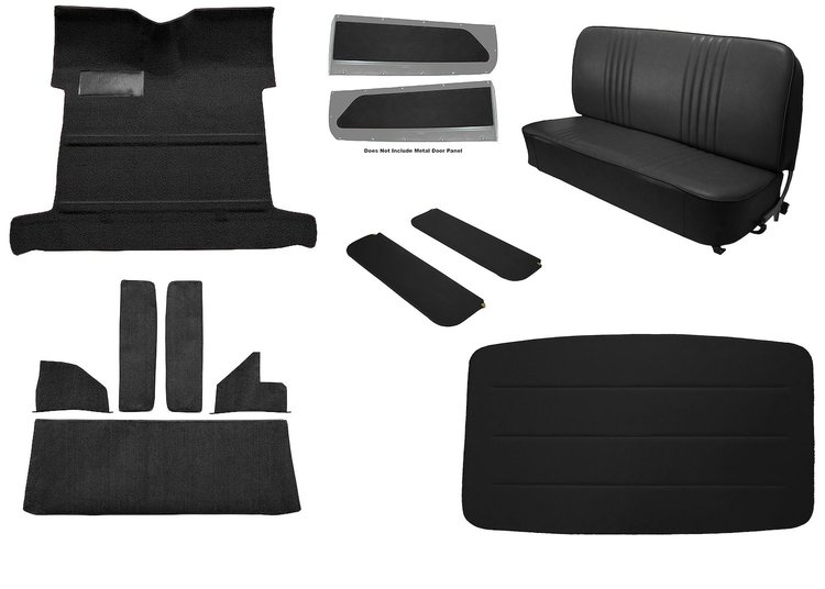 Molded Loop Carpet Kit for 1955-1958 GM Regular Cab Trucks w/Low Tunnel [Madrid Grain Upholstery, OE-Style Jute Backing, Black]