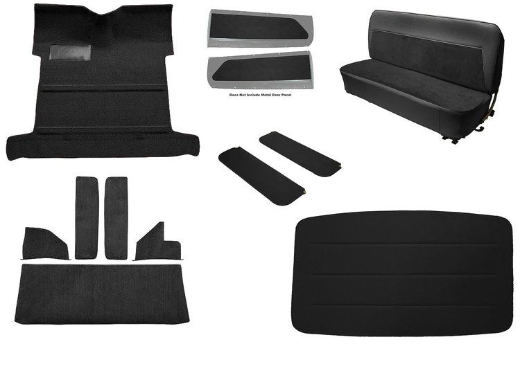 Molded Loop Carpet Kit for 1955-1958 GM Regular Cab Trucks w/Low Tunnel [Madrid/Velour Upholstery, OE-Style Jute Backing, Black]