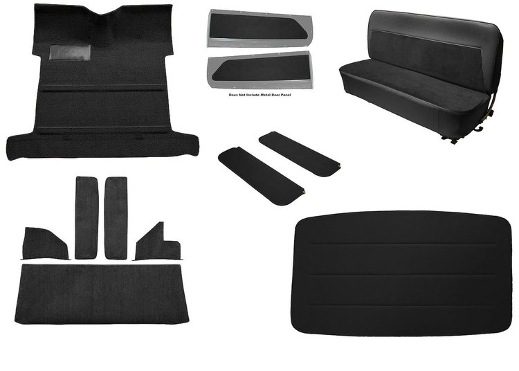 Molded Loop Carpet Kit for 1955-1958 GM Regular Cab Trucks w/Low Tunnel [Madrid/Velour Upholstery, Mass Backing, Black]